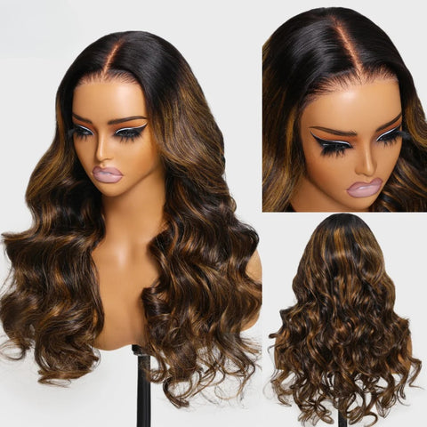LALAS Hair 7x5 Highlight Body Wave Lace Front Human Hair Wig