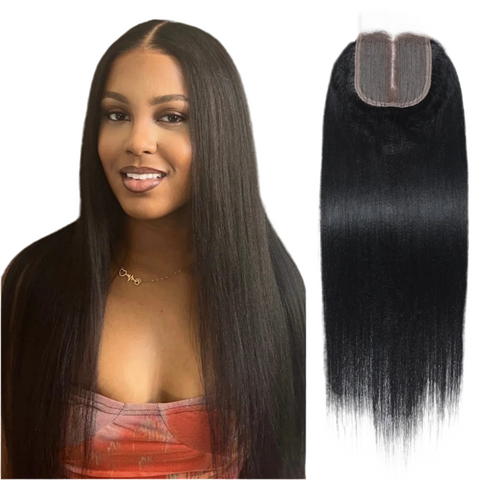 LALAS HAIR Closure T-Part Yaki Lisse – 150% Naturelle