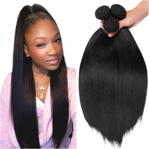 LALAS Hair Yaki Straight 3PCS Deal 100% Human Hair 10A Natural Color