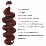 LALAS Hair 33B Auburn color Body Wave 3 Pcs 100% Human Hair