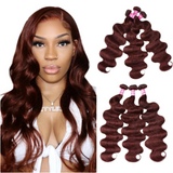 LALAS Hair Reddish Brown Body Wave 1/3 Pcs 100% Human Hair