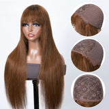 LALAS HAIR Perruque Lisse Châtain Clair #4 – 100% Cheveux Humains