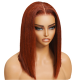 LALAS Hair Reddish Brown 7x5 Yaki Straight Bob Wig  150% Density