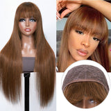 LALAS HAIR Perruque Lisse Châtain Clair #4 – 100% Cheveux Humains