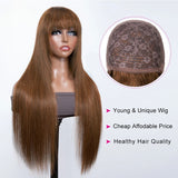 LALAS HAIR Perruque Lisse Châtain Clair #4 – 100% Cheveux Humains