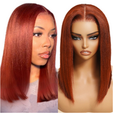 LALAS Hair Reddish Brown 7x5 Yaki Straight Bob Wig  150% Density