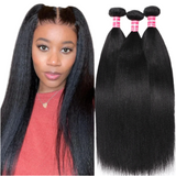 LALAS Hair Yaki Straight 3PCS Deal 100% Human Hair 10A Natural Color