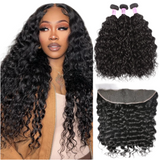 LALAS HAIR Cheveux Vierge Water Wave + Frontal 13x4