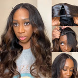LALAS HAIR Perruque V Part Body Wave – Châtain Ombre 150%
