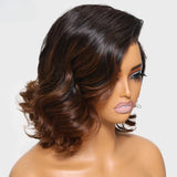 LALAS Hair Ombre Brown Spiral Curls Wavy Lace Front 100% Human Hair