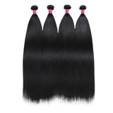 LALAS Hair Yaki Straight Hair Bundles 4PCS Natural Color 100% Human Hair