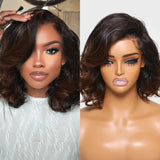 LALAS Hair Ombre Brown Spiral Curls Wavy Lace Front 100% Human Hair