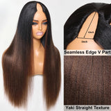 LALAS Hair Perruque Yaki U Part 100% Cheveux Naturels - Glueless