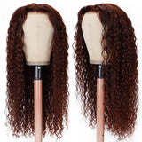 LALAS HAIR Wig Water Wave – Lace Front Roux Brun 100% Humain