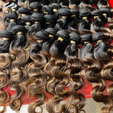 UNICE Hair Brown Balayage Body Wave Human Hair Bundles with Closure Free Part Transparent 4X4 Lace Closure And 2/3/4 PCS Bundles