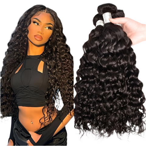 LALAS Hair 1/3 Pcs Bundles Water Wave 100% Remy Human Hair Natural Color