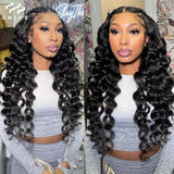 UNice Hair Loose Wave Bundles With 13x4 Lace Frontal 100% Human Hair Bundles 3/4PCS With Free Part Frontal Make 250% Density Wig