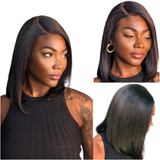 LALAS HAIR Wig Yaki Lisse – Dentelle Frontale, Cheveux Humains
