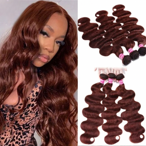 LALAS Hair 33B Auburn color Body Wave 3 Pcs 100% Human Hair