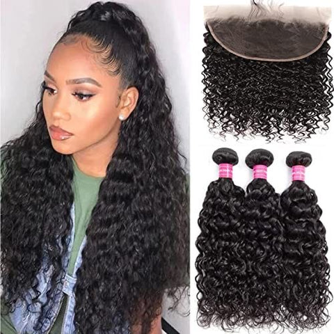 LALAS HAIR Cheveux Vierge Water Wave + Frontal 13x4