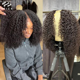 UNICE Hair Kinky Curly V Part Wig 100% Human Hair Upgrade U Part Wig No Leave Out EasiContou V Part Wig With Elastic Drawstring
