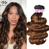 Unice Hair FB30 Balayage Highlight Body Wave Human Hair Bundles 1/3/4 PCS Deal 100% Human Hair Pre Colored Bundles Sew In Weaves