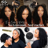 UNice Upgrade Drawstring Kinky Curly V Part Wig Seamless Blend 100% Human Hair V-Part Wig Minimal Leave Out 130% Density