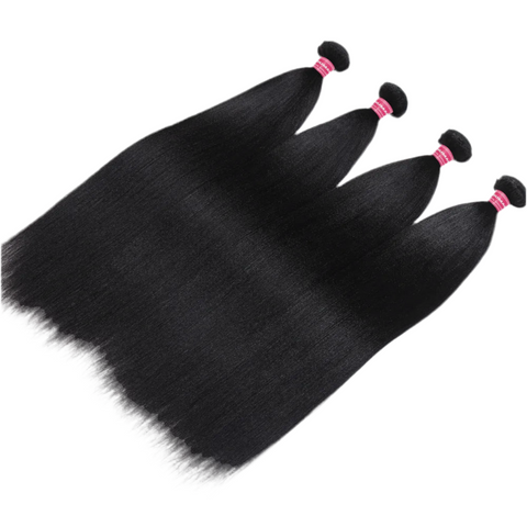 LALAS Hair Yaki Straight Hair Bundles 4PCS Natural Color 100% Human Hair