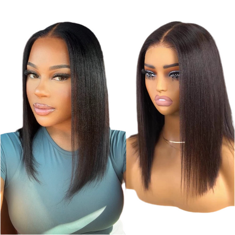LALAS HAIR Wig Yaki Lisse – Dentelle Frontale, Cheveux Humains