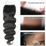 LALAS HAIR Closure Body Wave 100% Cheveux Brésiliens Vierge HD