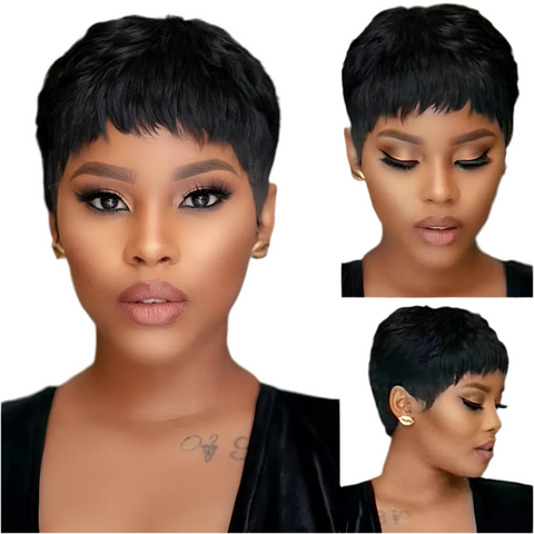 LALAS Hair Pixie Cut Wig avec Frange – Cheveux 100% Humains, Sans Lace