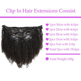 LALAS HAIR Extensions Clip Afro Crépu Naturel – Cheveux Vierge 120g