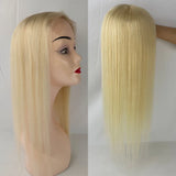 5"X5" Platinum Blonde Silk Top Human Hair Closure Virgin European Human Hair Silk Base Topper with Clips in for Women White #60