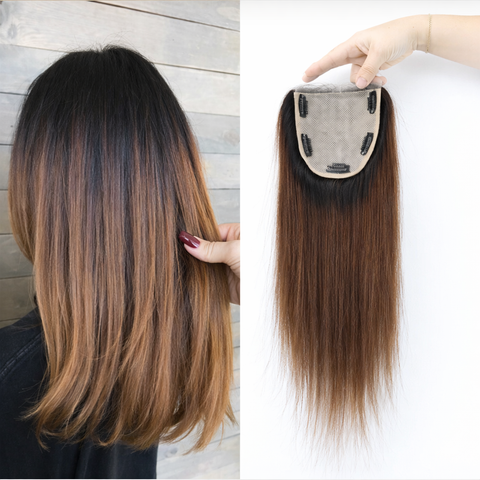 LALAS Topper Ombré 1B/4 – Base Soie avec Silicone, Clips Intégrés