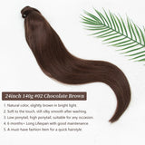 LALAS HAIR Ponytail Brun Chocolat #2 – Clip-in 14–22” Naturel