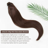 LALAS HAIR Ponytail Brun Chocolat #2 – Clip-in 14–22” Naturel