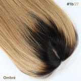 Human Hair Topper Ombre 1b/4 Silk Base Remy Hair Two Tone Silk Top Silicone Around Lace Front Natural Hairline with Clips in
