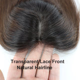 Topper en Cheveux Humains Ombré 1B/4 – Base Soie avec Silicone, Lace Front Naturelle, Clips Intégrés