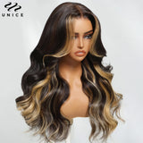 UNice Body Wave Highlight Wig Human Hair 13x4 Lace Frontal Wig Pre Cut Pre Bleached Knots 7x5 Lace Wig Wear Go Glueless Wig