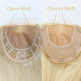 Real Remy Human Hair Closure Topper Silk Base Open Weft Light Blonde #613 Silk Top Soft Breathable for Women with Clips in