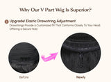 UNice Upgrade Drawstring Kinky Curly V Part Wig Seamless Blend 100% Human Hair V-Part Wig Minimal Leave Out 130% Density