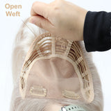 Real Remy Human Hair Closure Topper Silk Base Open Weft Light Blonde #613 Silk Top Soft Breathable for Women with Clips in