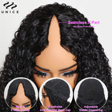 Unice Hair Curly V Part Wig With Elastic Drawstring Fit For All Head Sizes 100% Human Hair Wig No Glue 150% Density 30 Inch