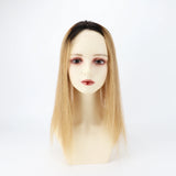 Human Hair Topper Ombre 1b/4 Silk Base Remy Hair Two Tone Silk Top Silicone Around Lace Front Natural Hairline with Clips in