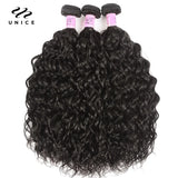 UNice Hair Water Wave 3/4 Bundles with 13x4 Lace Frontal Virgin Human Hair Bundles Can Make 250% Water Wave Lace Fro Wig