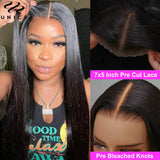 UNice Bye-Bye Knots Wig 7x5 Inch Lace Wig Pre Bleached Pre Plucked Pre Cut Lace Front Wig Real Glueless Wear Go Wigs