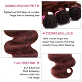 LALAS Hair 33B Auburn color Body Wave 3 Pcs 100% Human Hair