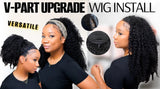 UNice Upgrade Drawstring Kinky Curly V Part Wig Seamless Blend 100% Human Hair V-Part Wig Minimal Leave Out 130% Density