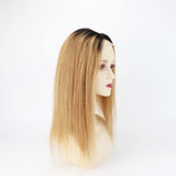 Topper en Cheveux Humains Ombré 1B/4 – Base Soie avec Silicone, Lace Front Naturelle, Clips Intégrés