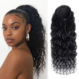LALAS HAIR Ponytail Deep Water Wave – Cheveux Brésilien Naturel Clip-in